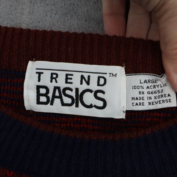 Trend Basics Sweaters Mens L Multicolor Geometric Long Sleeve Crew Neck Pullover - Picture 2 of 16